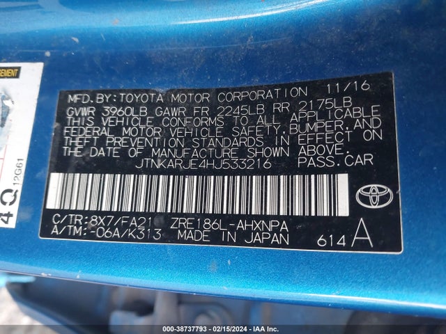 Toyota COROLLA IM 2017 JTNKARJE4HJ533216 Image 9