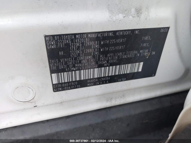Toyota Rav4 Le Hybrid 2020 4T3MWRFV2LU005546 Image 9