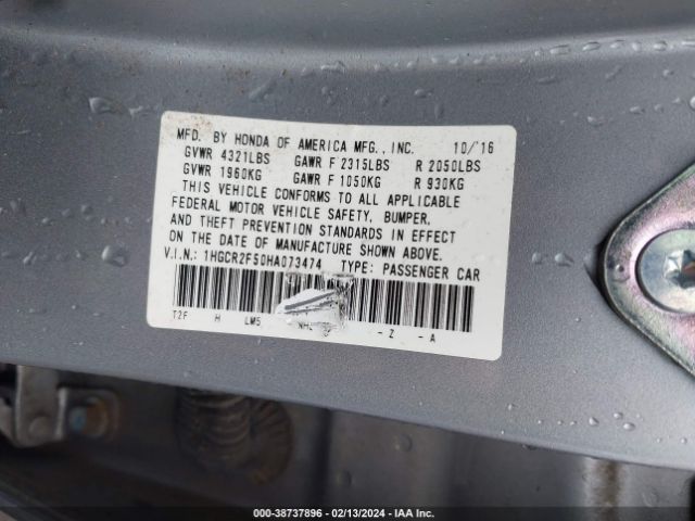 1HGCR2F50HA073474 Honda Accord Sport