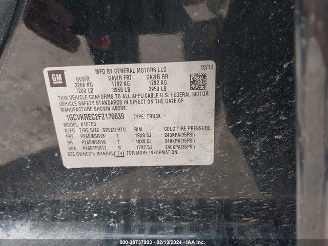 Chevrolet Silverado 1500 2lt 2015 1GCVKREC2FZ176639 Image 9