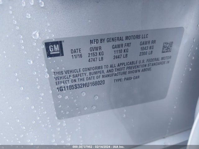 Chevrolet IMPALA 1LT 2017 1G1105S32HU168020 Image 9
