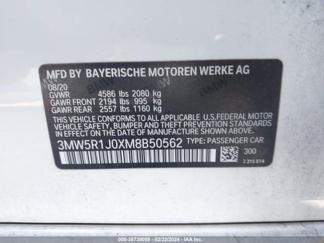 BMW 330I 2021 3MW5R1J0XM8B50562 Image 9