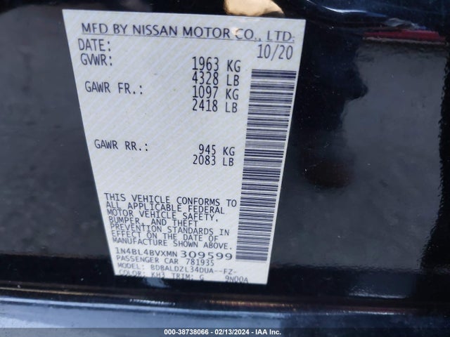 Nissan Altima S Fwd 2021 1N4BL4BVXMN309599 Image 9
