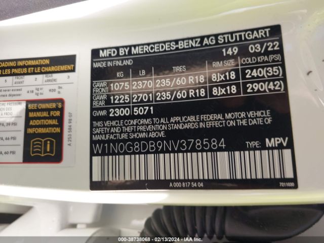 2022 MERCEDES-BENZ GLC 300 W1N0G8DB9NV378584 Photo 8
