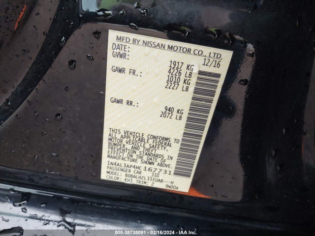 Nissan Altima 2.5 Sr 2017 1N4AL3AP4HC167731 Image 9