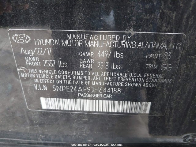 Hyundai SONATA SE 2018 5NPE24AF9JH644188 Image 9