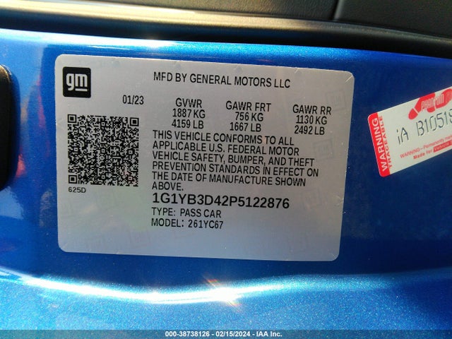 Chevrolet Corvette Stingray Rwd  2lt 2023 1G1YB3D42P5122876 Image 9