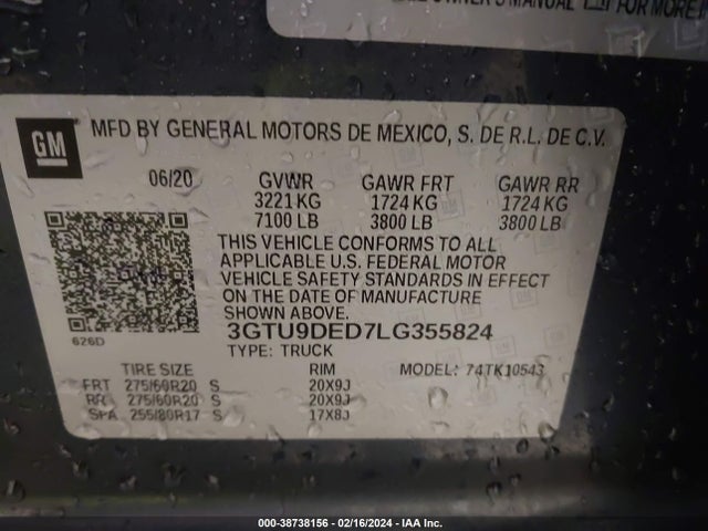GMC Sierra 1500 4wd  Short Box Slt 2020 3GTU9DED7LG355824 Image 9