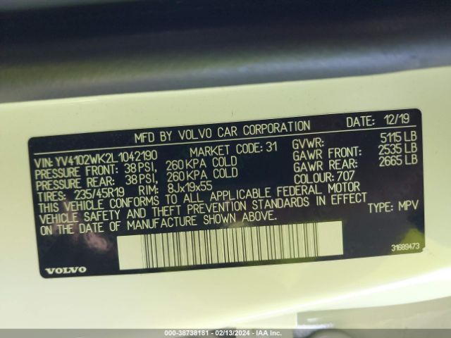 YV4102WK2L1042190 Volvo V60 Cross Country T5