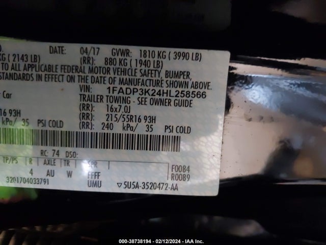 Ford FOCUS SE 2017 1FADP3K24HL258566 Image 9