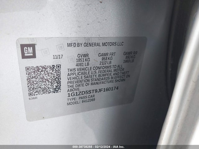 Chevrolet MALIBU LT 2018 1G1ZD5ST9JF160174 Image 9