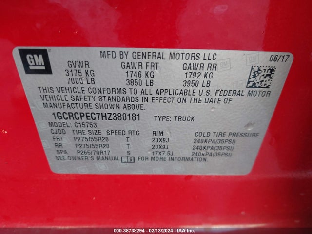 Chevrolet Silverado 1500 Silverado Custom 2017 1GCRCPEC7HZ380181 Image 9