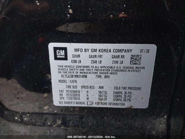 Chevrolet Trax Fwd Lt 2021 KL7CJLSB1MB314998 Image 9