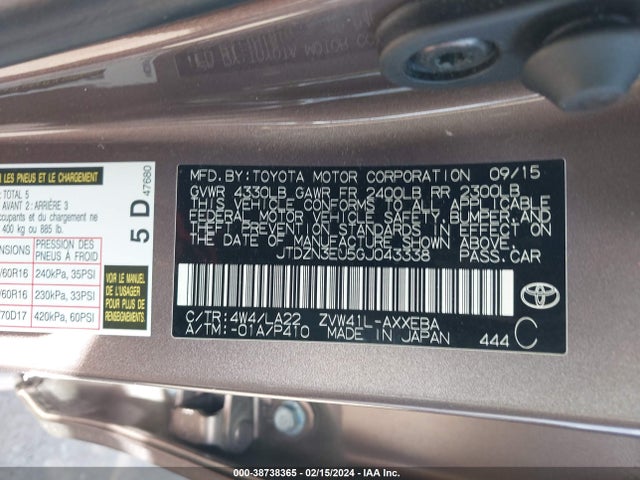 Toyota Prius V Four 2016 JTDZN3EU5GJ043338 Image 9