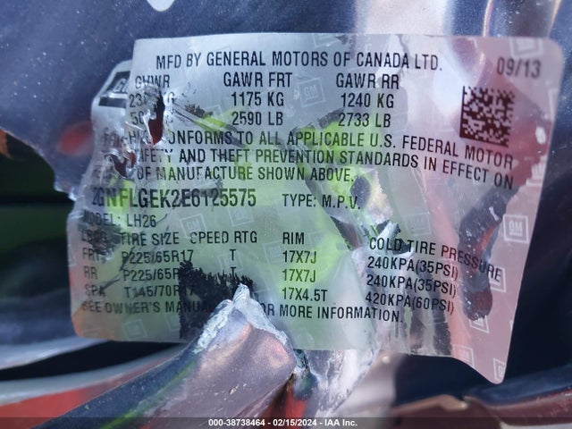 Chevrolet Equinox 2lt 2014 2GNFLGEK2E6125575 Image 9
