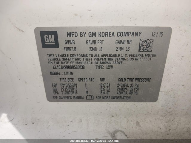 Buick Encore 2016 KL4CJASB0GB585038 Image 9