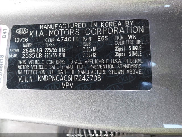 KIA Sportage Ex 2017 KNDPNCAC6H7242708 Image 9