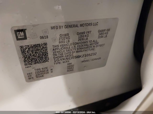 1GYKNCRS6KZ105232 Cadillac XT5 LUXURY