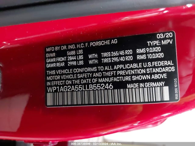 2020 PORSCHE MACAN WP1AG2A55LLB55246 Photo 8