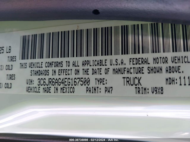 RAM 1500 Tradesman 2014 3C6JR6AG4EG167500 Image 9