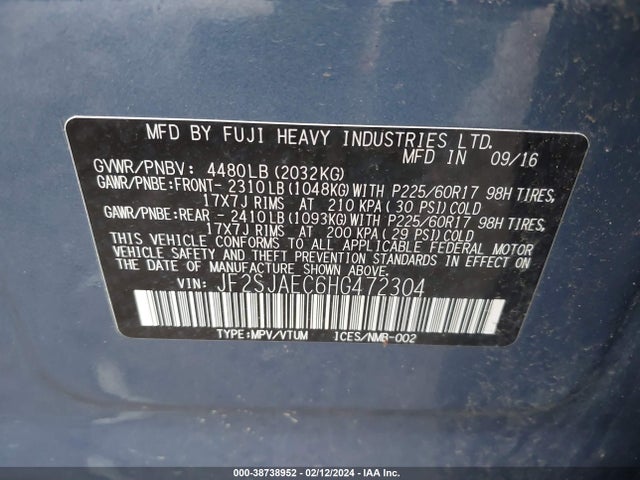 Subaru Forester 2.5i Premium 2017 JF2SJAEC6HG472304 Image 9