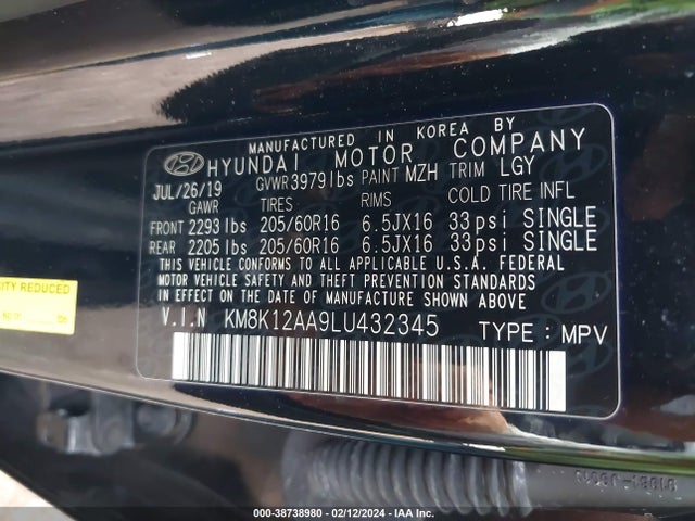 Hyundai Kona Se 2020 KM8K12AA9LU432345 Image 9