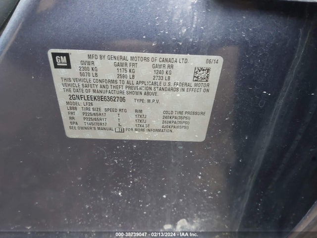 Chevrolet EQUINOX LS 2014 2GNFLEEK8E6362706 Image 9