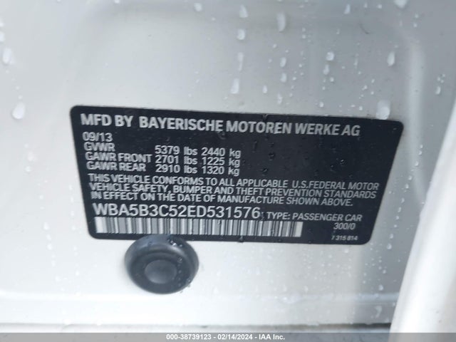 BMW 535i Xdrive 2014 WBA5B3C52ED531576 Image 9