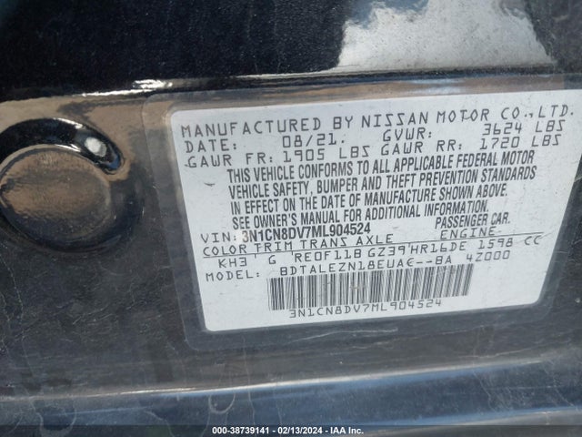 Nissan Versa S Xtronic Cvt 2021 3N1CN8DV7ML904524 Image 9