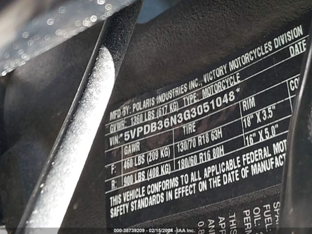 2016 VICTORY MOTORCYCLES CROSS COUNTRY 5VPDB36N3G3051048 Photo 9