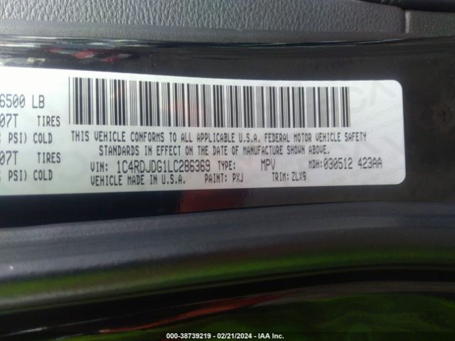 1C4RDJDG1LC286369 Dodge Durango Gt Plus Awd
