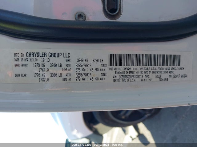 RAM 1500 Tradesman 2014 1C6RR6KG5ES178113 Image 9