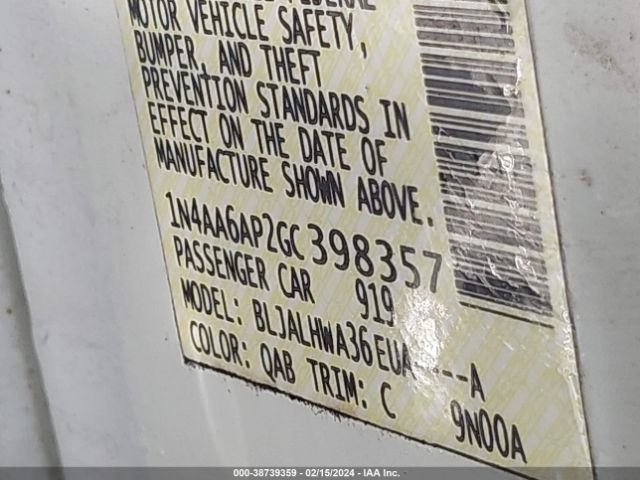 1N4AA6AP2GC398357 Nissan Maxima 3.5 Platinum