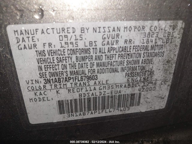 Nissan SENTRA SV 2015 3N1AB7AP1FL679603 Image 9