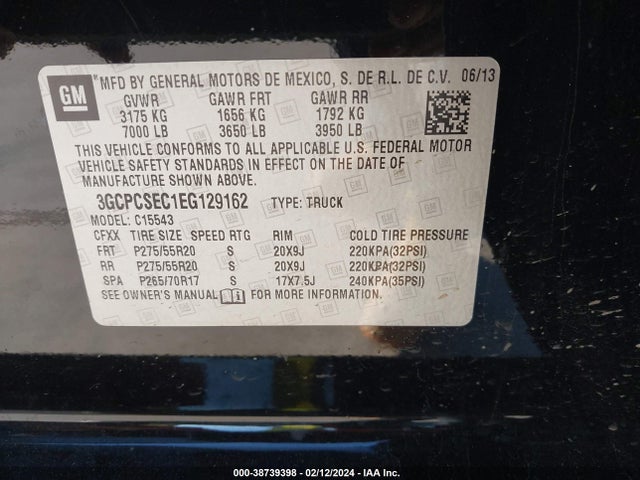 Chevrolet Silverado 1500 1lz 2014 3GCPCSEC1EG129162 Image 9