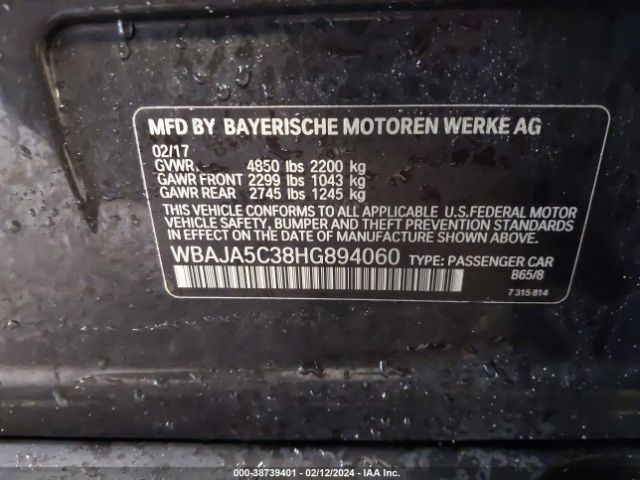 WBAJA5C38HG894060 BMW 530I