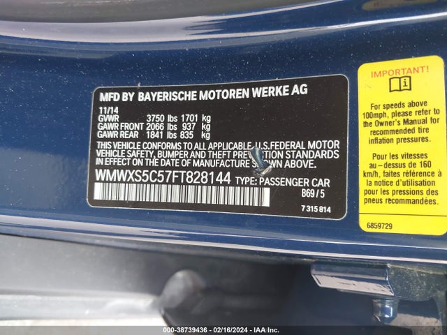 2015 MINI HARDTOP WMWXS5C57FT828144 Photo 8