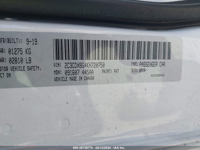 Dodge Charger Sxt Rwd 2019 2C3CDXBG4KH720750 Image 9
