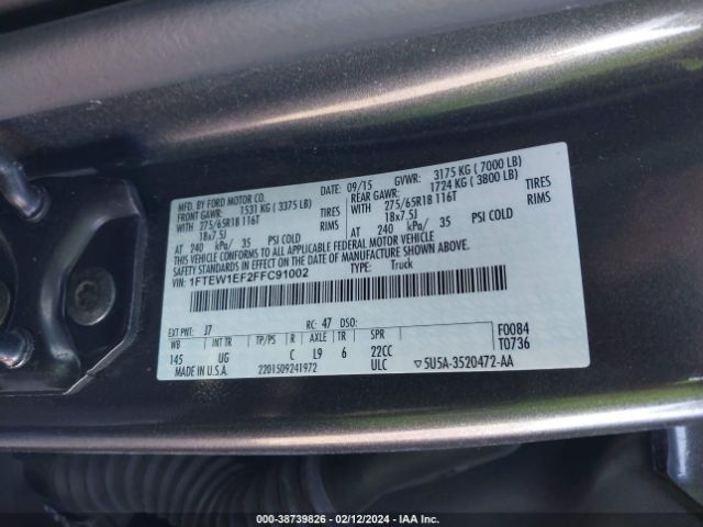 1FTEW1EF2FFC91002 Ford F-150 Xlt