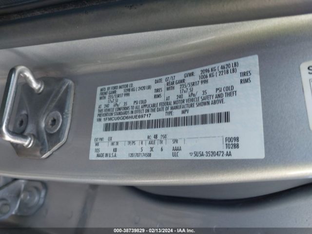 1FMCU0GD6HUE69717 Ford ESCAPE SE