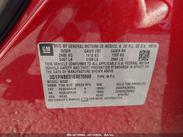 3GYFNBE31ES676588 Cadillac Srx Luxury Collection