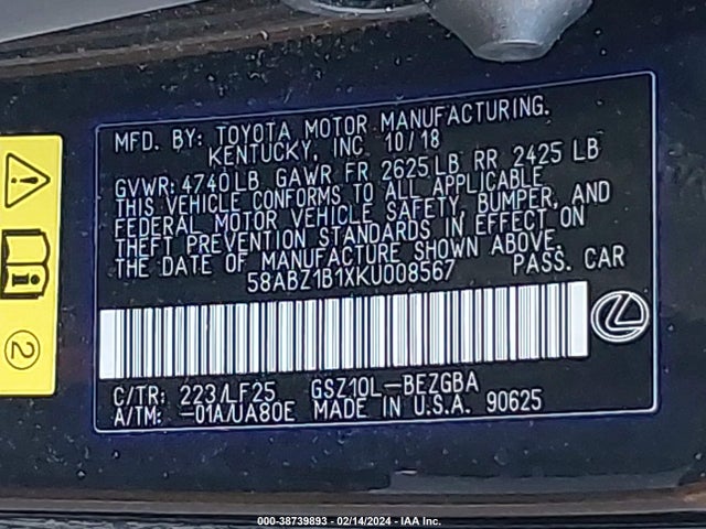 58ABZ1B1XKU008567 Lexus Es 350 F Sport