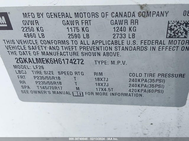 GMC Terrain Sle-1 2017 2GKALMEK6H6174272 Image 9