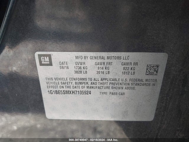 Chevrolet Cruze Lt Auto 2017 1G1BE5SMXH7105924 Image 9