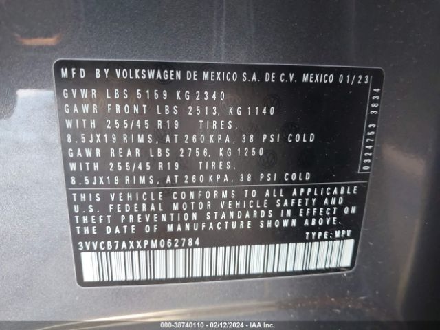 3VVCB7AXXPM062784 Volkswagen Tiguan 2.0t Se R-line Black