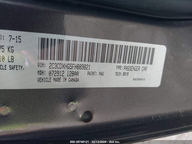 Dodge Charger Sxt 2015 2C3CDXHG5FH889821 Image 9