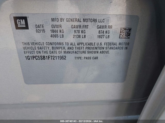 Chevrolet Cruze 1lt Auto 2015 1G1PC5SB1F7211962 Image 9