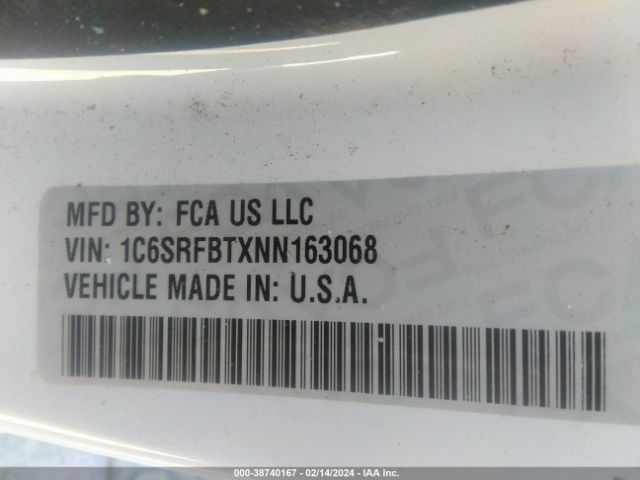1C6SRFBTXNN163068 RAM 1500 Big Horn Quad Cab 4x4 6'4 Box