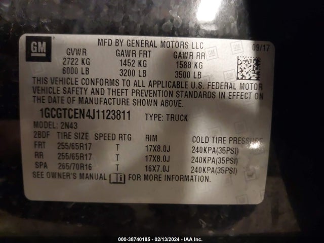 Chevrolet Colorado Lt 2018 1GCGTCEN4J1123811 Image 9