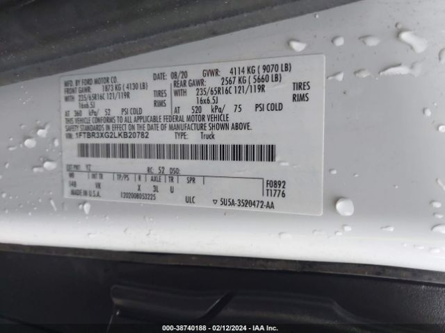 1FTBR3XG2LKB20782 Ford Transit-250 Cargo Van